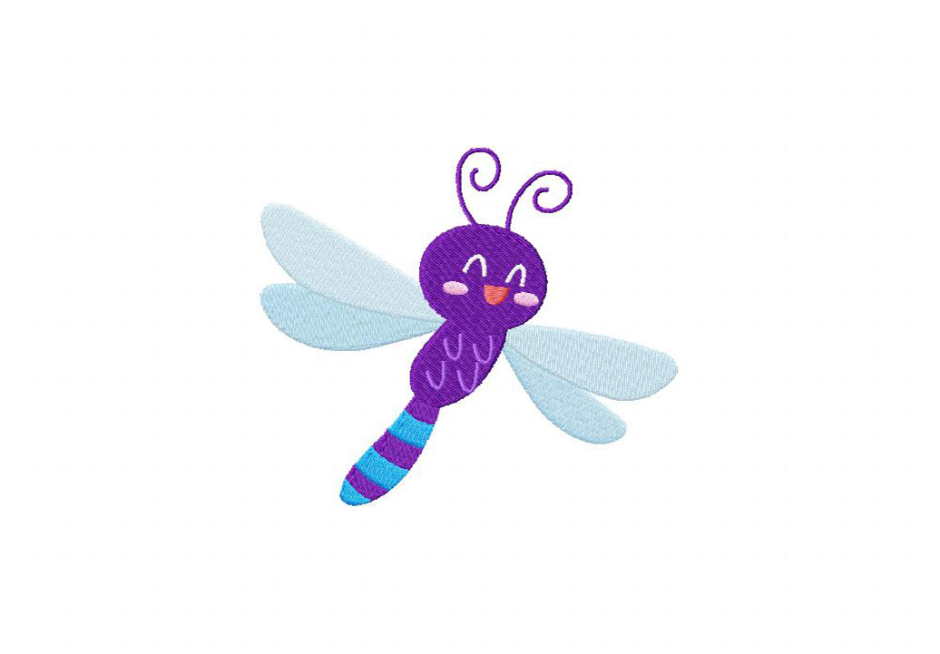 Kawaii Dragonfly Embroidery Design