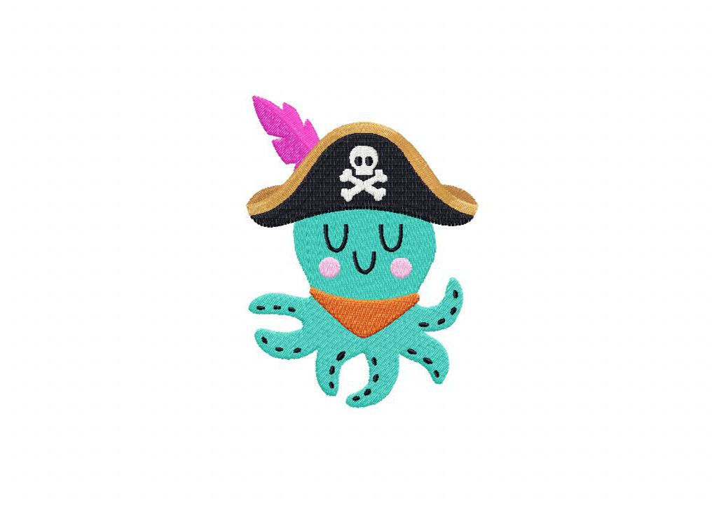 Captain pirate octopus embroidery design  daily embroidery