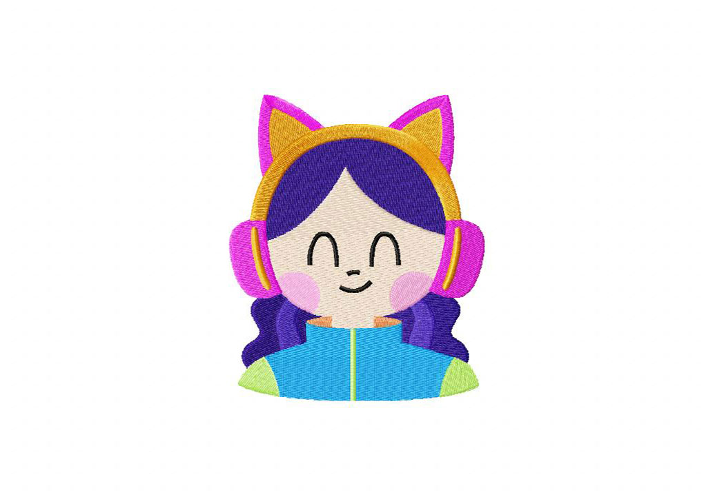 Kitty Gamer Girl Embroidery Design