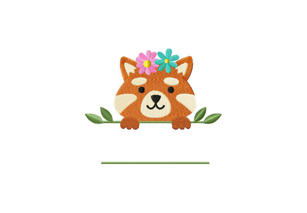 Red Panda Banner Embroidery Design