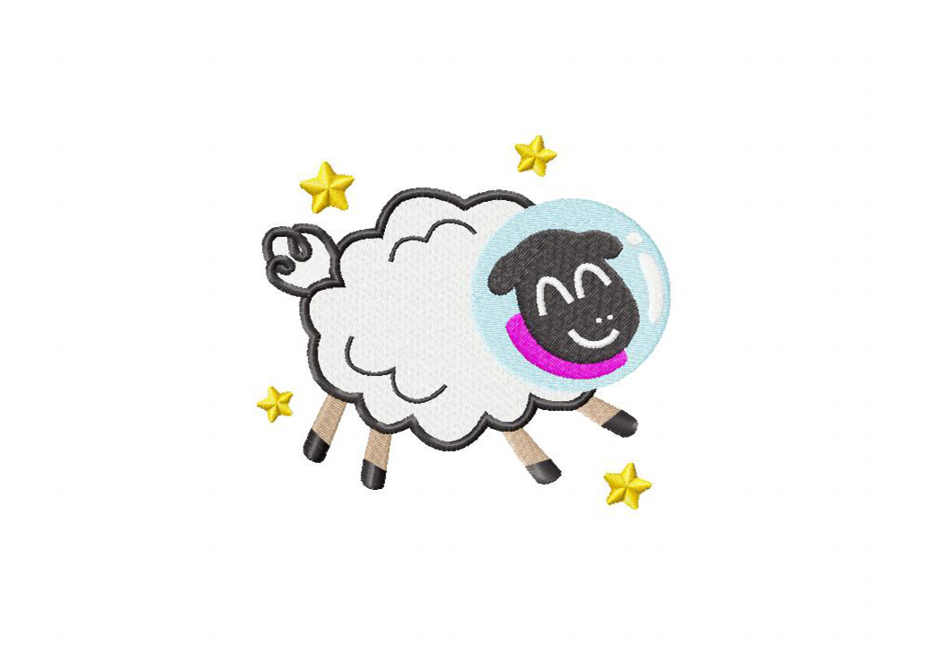 Space Sheep Embroidery Design