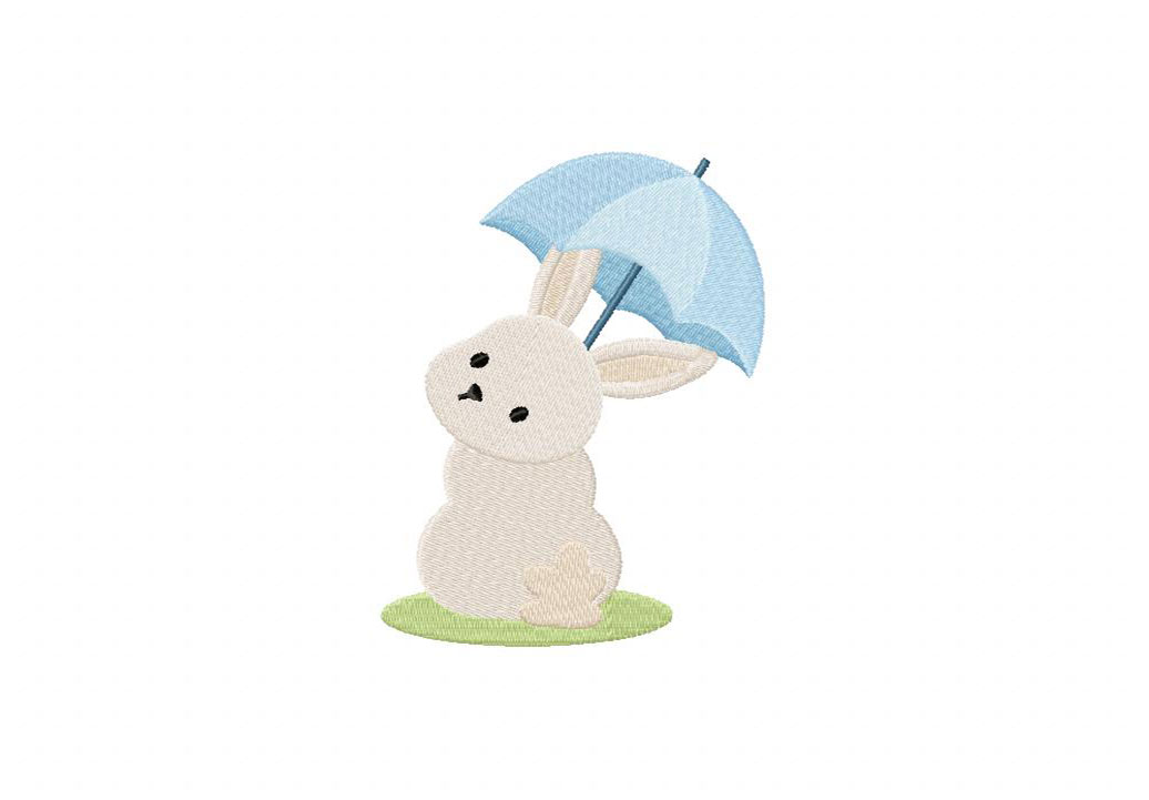 Umbrella Bunny Embroidery Design