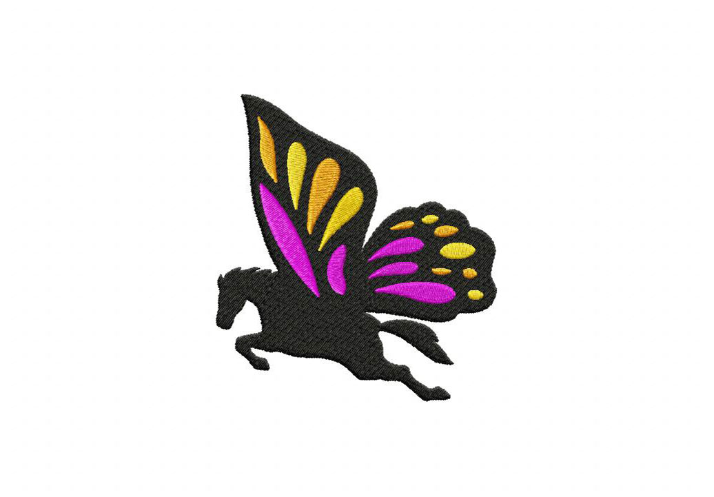 Leaping Butterfly Horse Embroidery Design