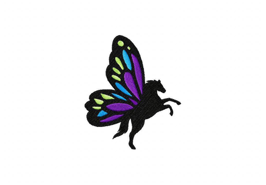 Standing Butterfly Horse Embroidery Design