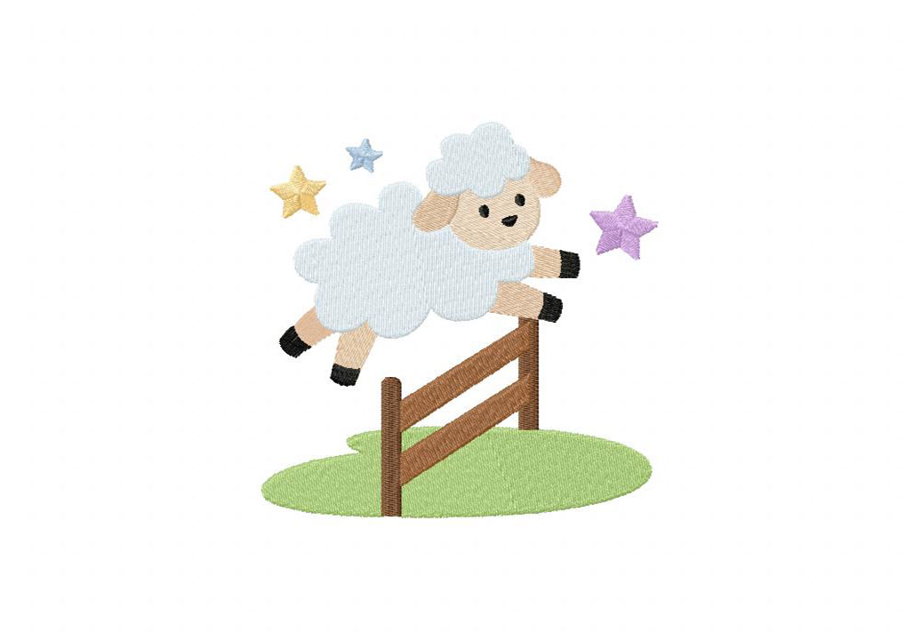 Jumping Sheep Embroidery Design