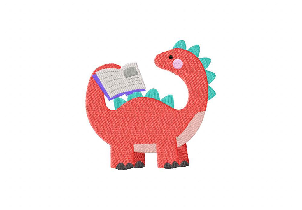 Bookish Stegosaurus Embroidery Design