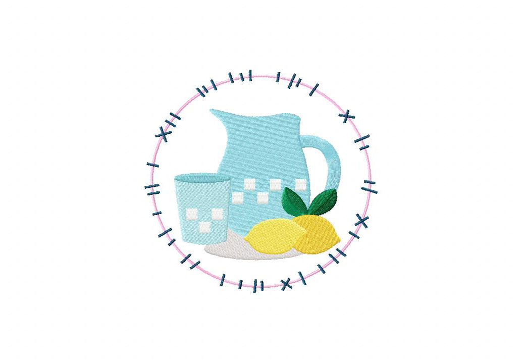 Lemonade Pitcher Embroidery Design
