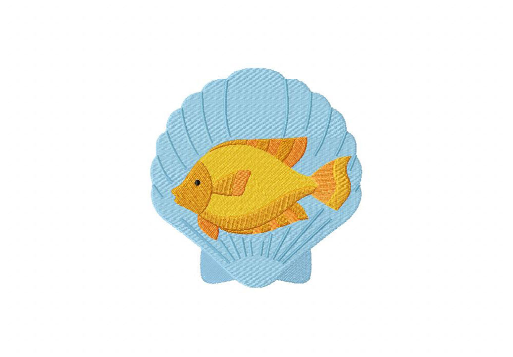 Scallop and Fish Embroidery Design