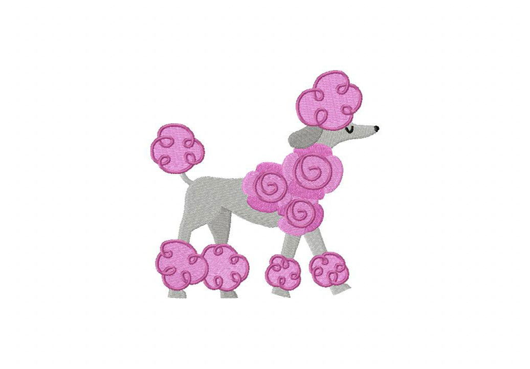 French Rose Poodle Embroidery Design