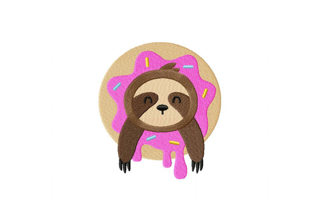Donut Hole Sloth Embroidery Design
