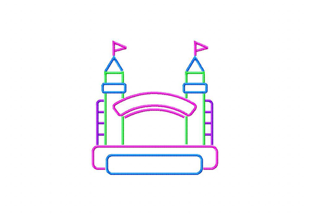 Neon Bounce House Embroidery Design