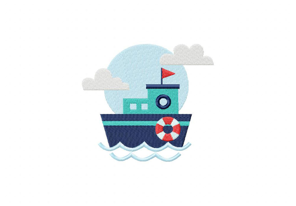 Big Moon Boat Embroidery Design