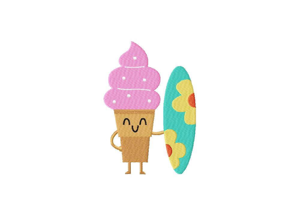 Surfer Sundae Embroidery Design