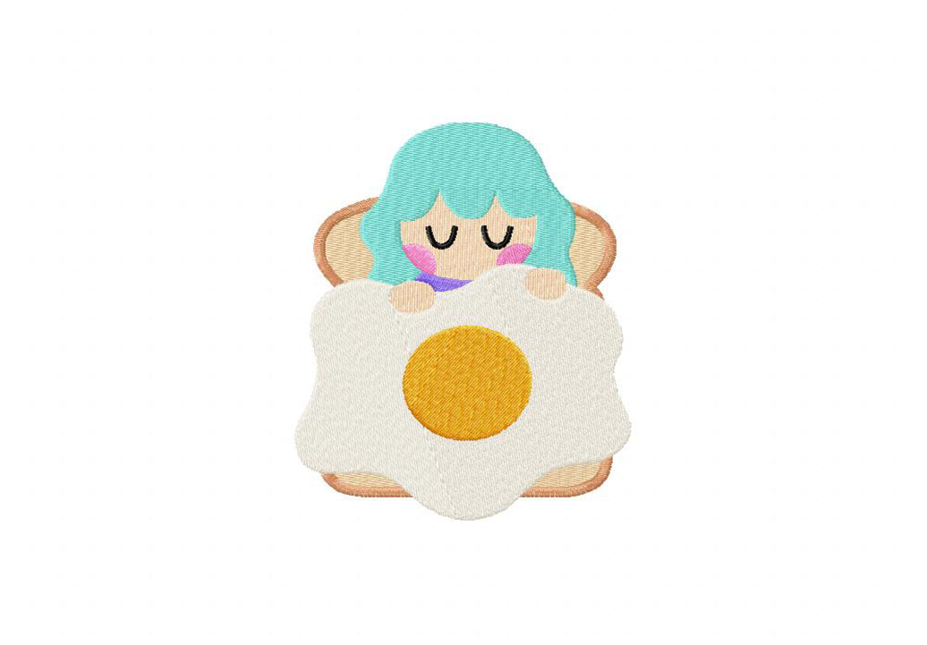 Sleeping on Egg Toast Embroidery Design