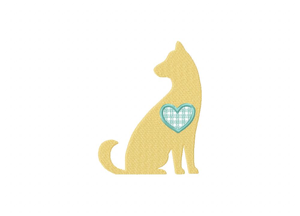 Gingham Heart Dog Embroidery Design