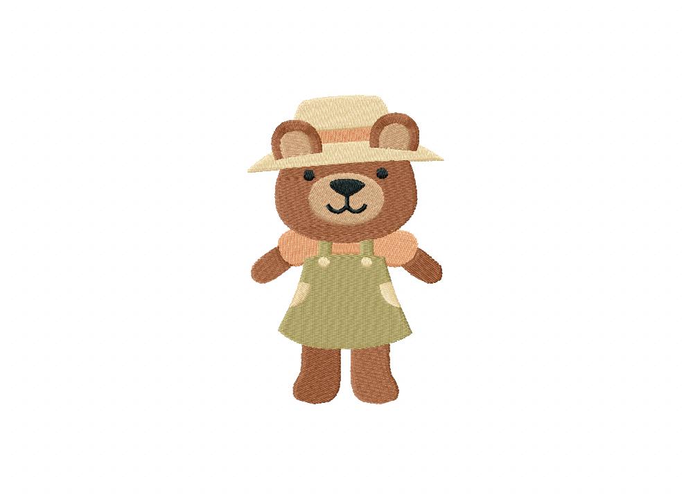 Farm Girl Bear Embroidery Design