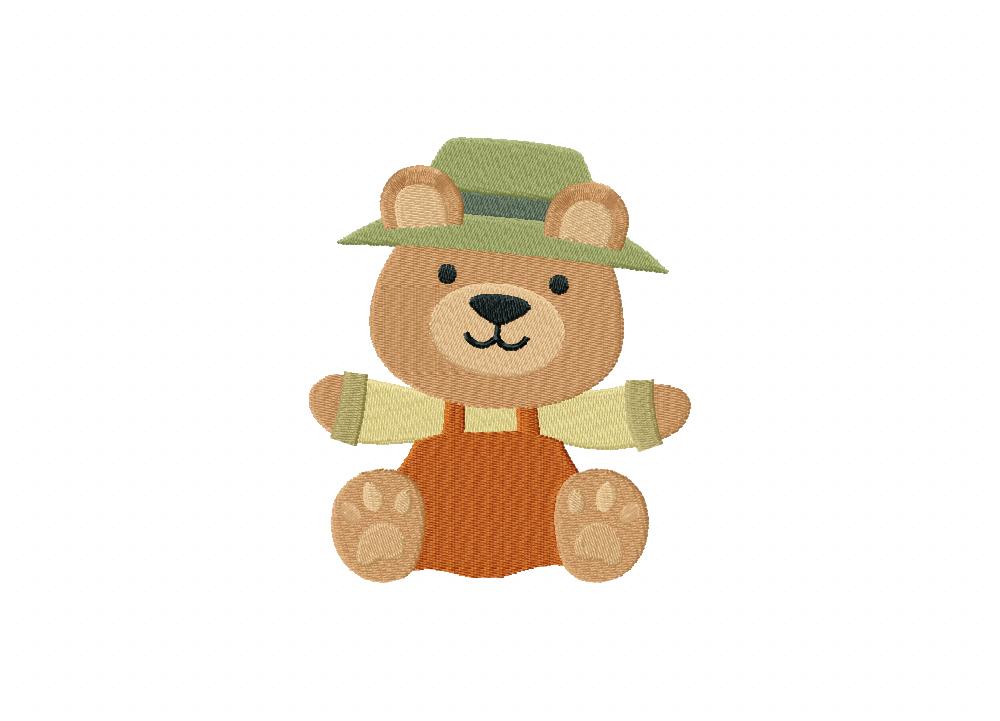 Farmer Boy Bear Embroidery Design