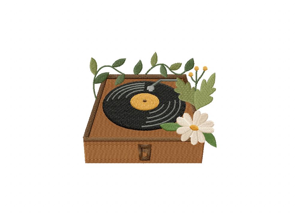 Garden Gramophone Embroidery Design
