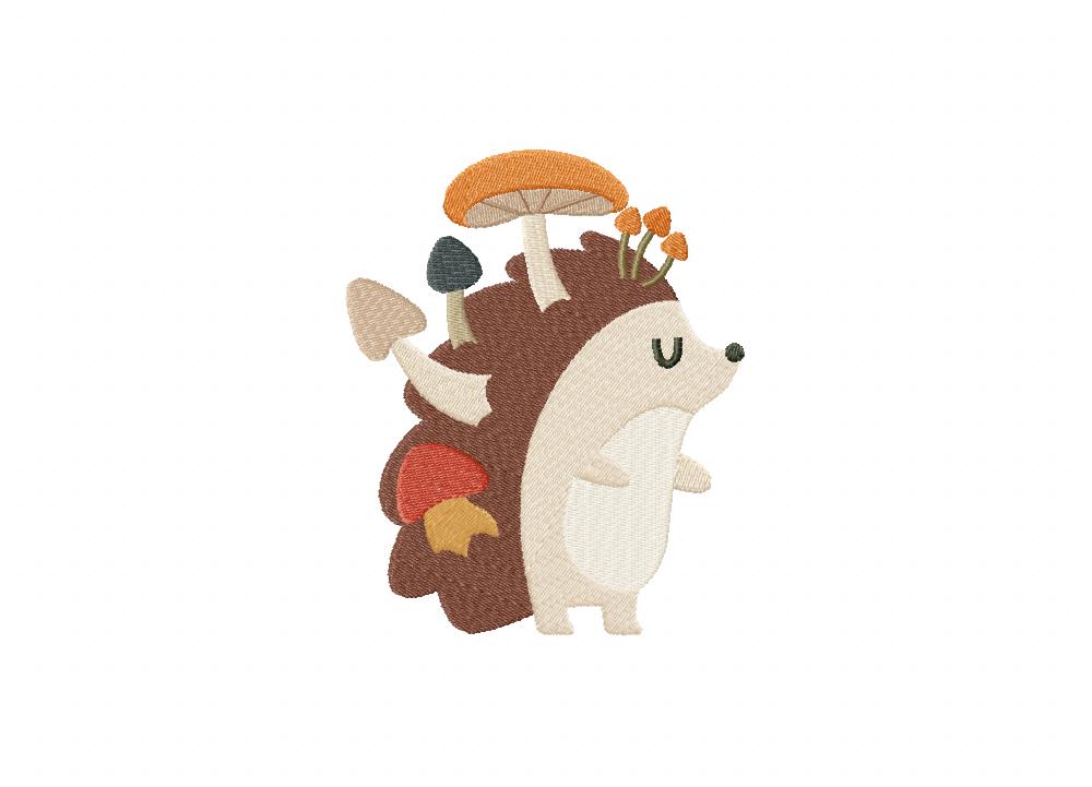 Mushroom Hedgehog Embroidery Design