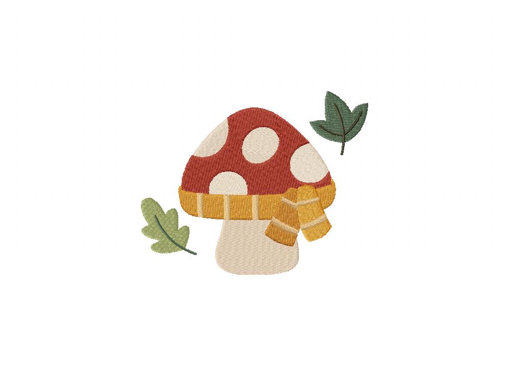 Scarfed Mushroom Embroidery Design