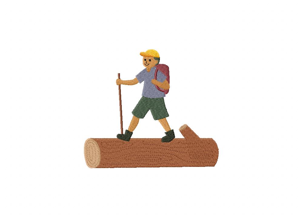Young Hiker Man Embroidery Design