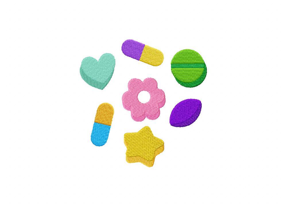 Happy Pills Embroidery Design