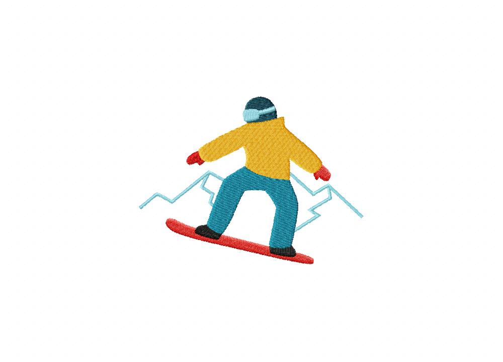 Snow Mountain Skier Embroidery Design
