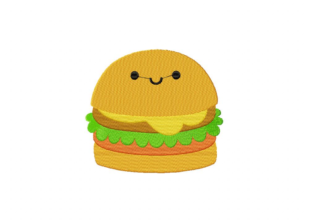 Cute Burger Embroidery Design