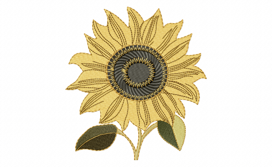Pretty Sunflower Stitched Embroidery Design