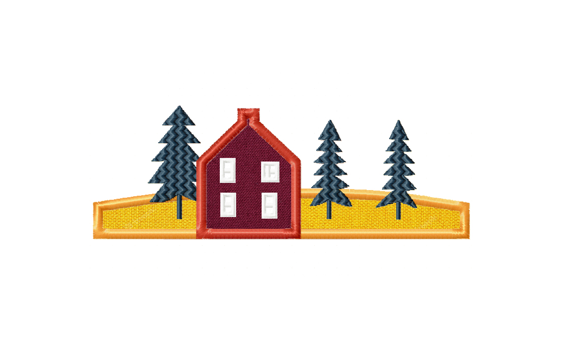 House on a Hill Applique Embroidery Design