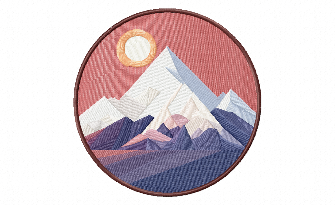 Geo Mountains Stitched Embroidery Design