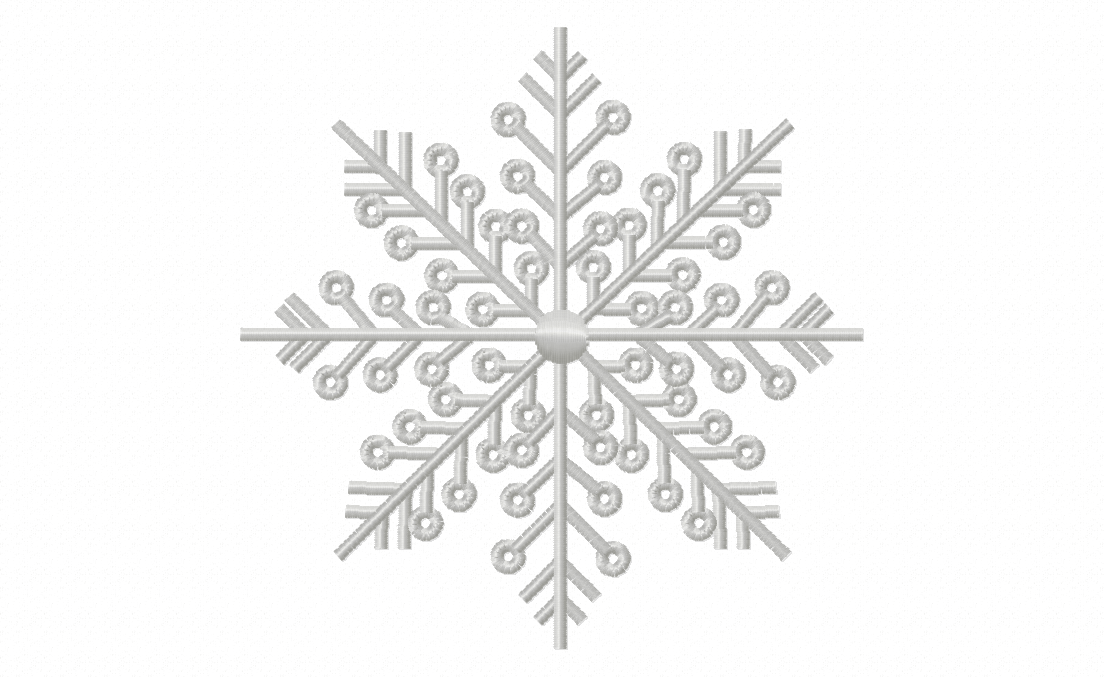 Silver Snowflake Stitched Embroidery Design