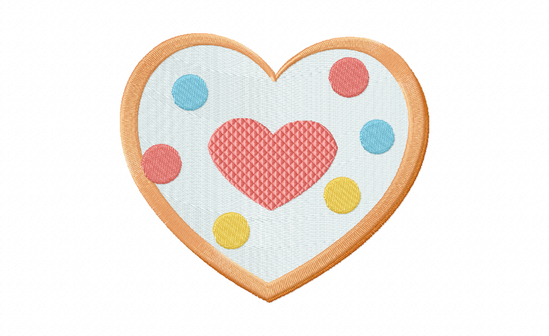 Heart Biscuit Stitched Embroidery Design