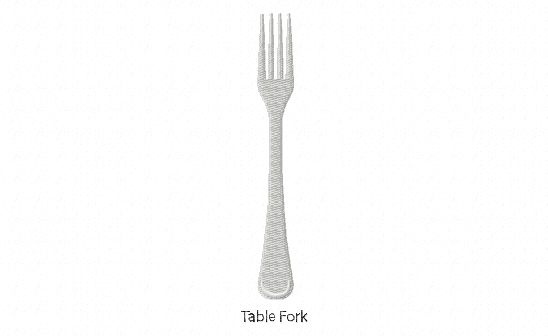 Table Fork Stitched Embroidery Design