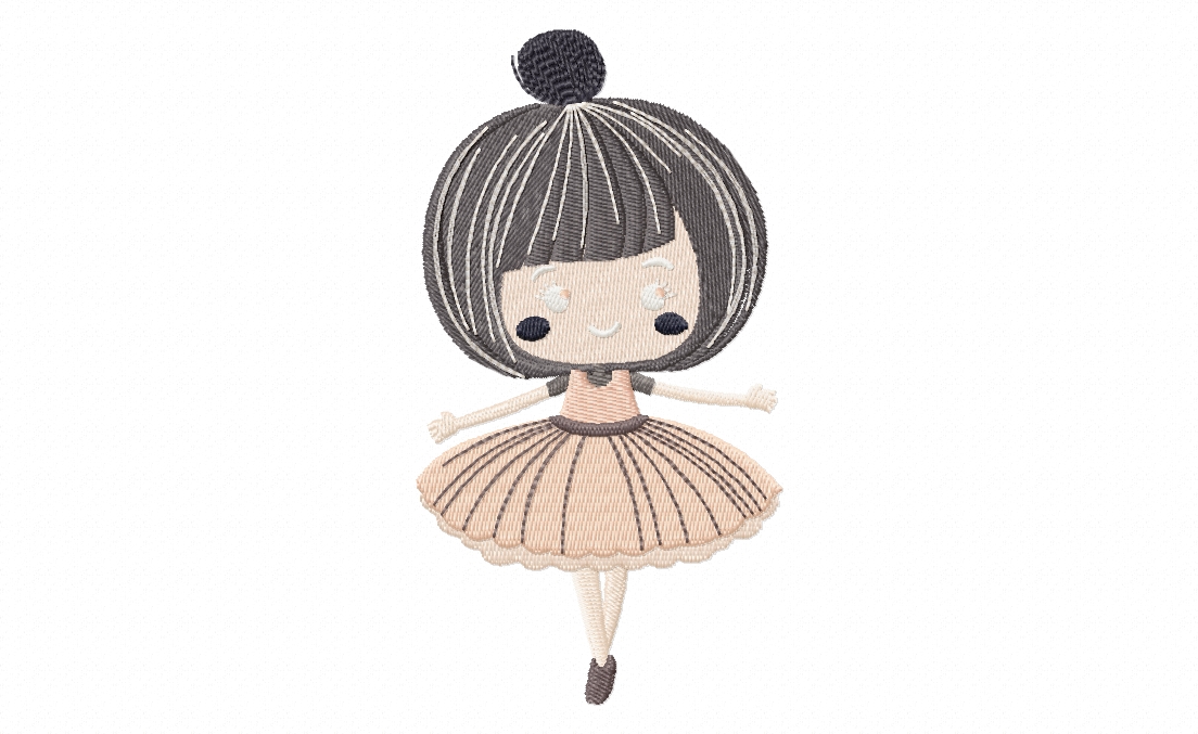 Cutesy Ballerina Stitched Embroidery Design