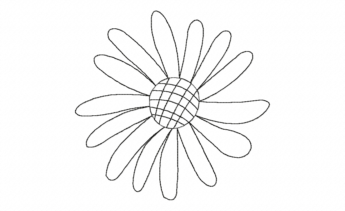 Simple Flower Doodle Stitched Embroidery Design