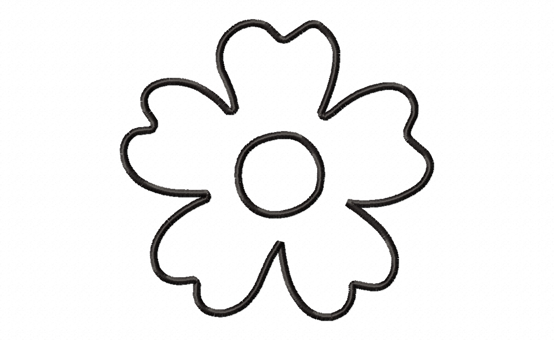 Outline Flower Stitched Embroidery Design
