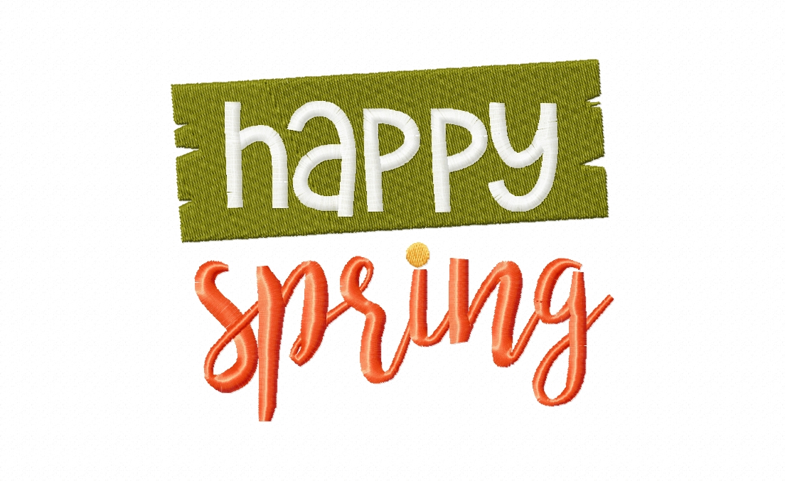 Happy Spring Stitched Embroidery Design