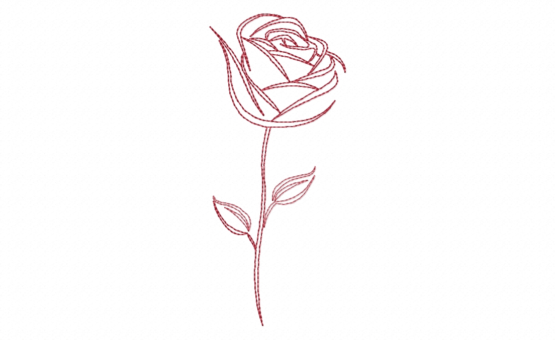 Pretty Rose Outline Stitched Embroidery Design