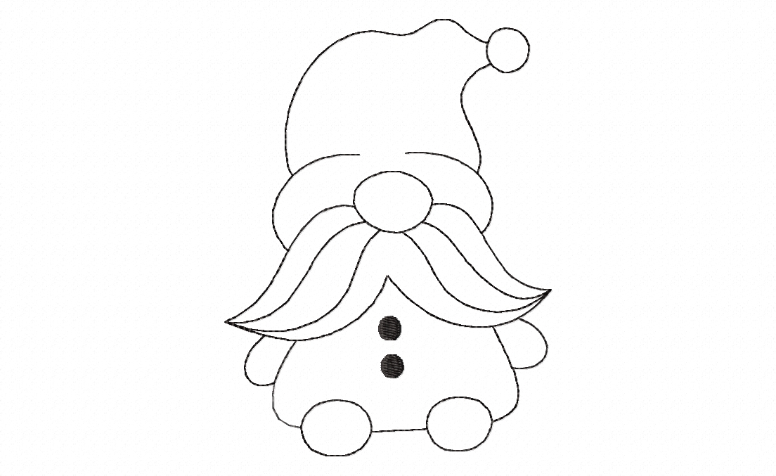 Gnome Outline Stitched Embroidery Design