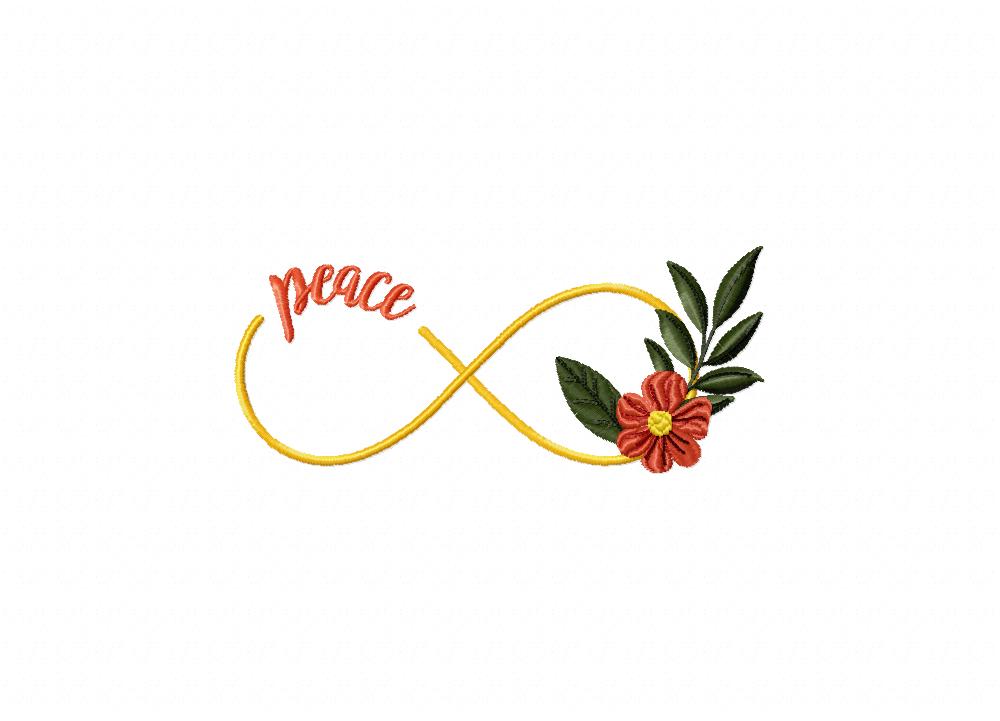 Peace Floral Stitched Embroidery Design