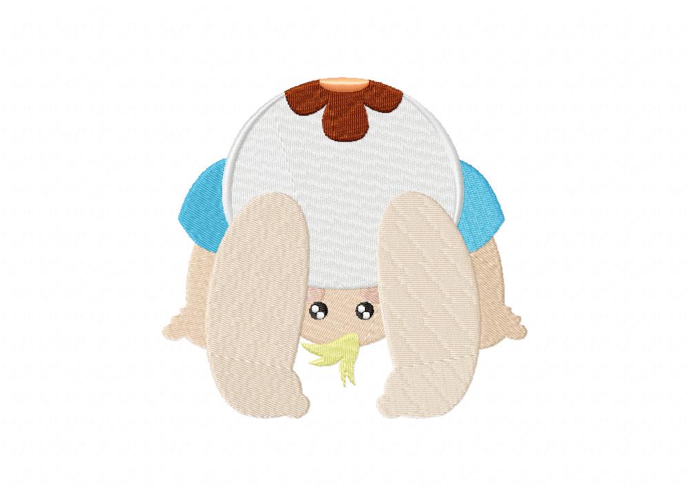 Upside Down Baby in Blue Shirt Stitched Embroidery Design