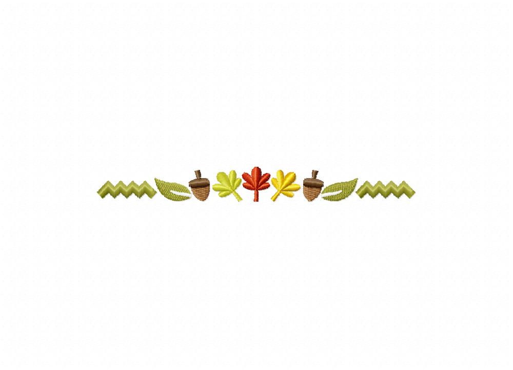 Acorn Leaves Border Stitched Embroidery Design