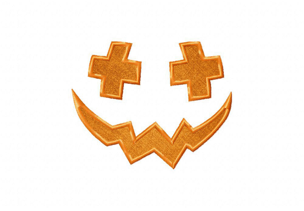 Jack O' Lantern Cross Stitched and Appliqué Embroidery Design