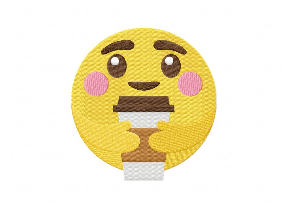 Care Emoji Hug Coffee Stitched Embroidery Design