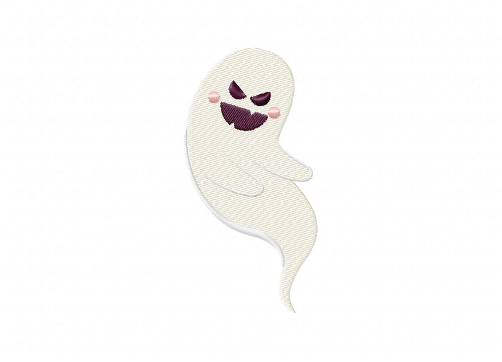 Scary Laugh Ghost Stitched and Appliqué Embroidery Design - Image 2