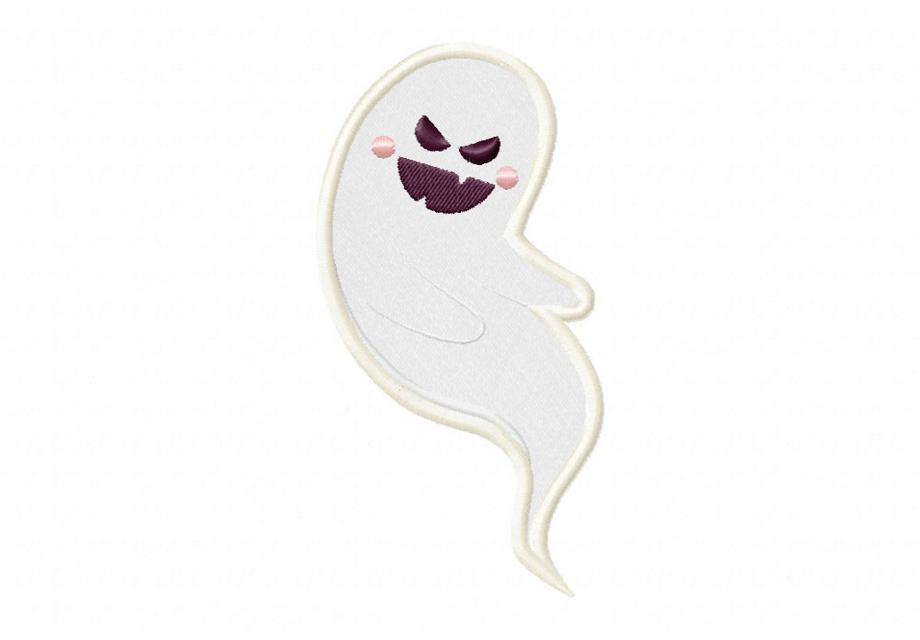 Scary Laugh Ghost Stitched and Appliqué Embroidery Design
