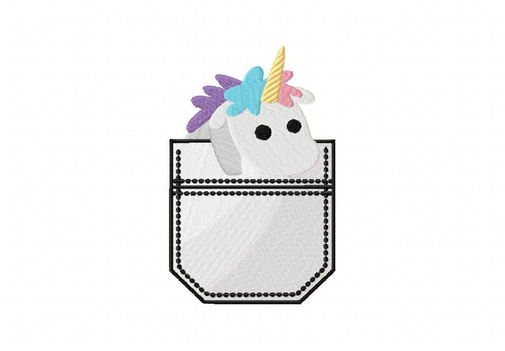 Pocket Unicorn Stitched Embroidery Design