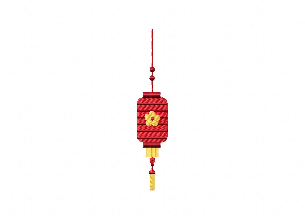 Rectangle Chinese Lantern Stitched Embroidery Design
