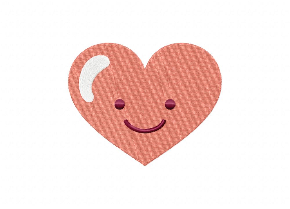 Smiling Heart Stitched Embroidery Design